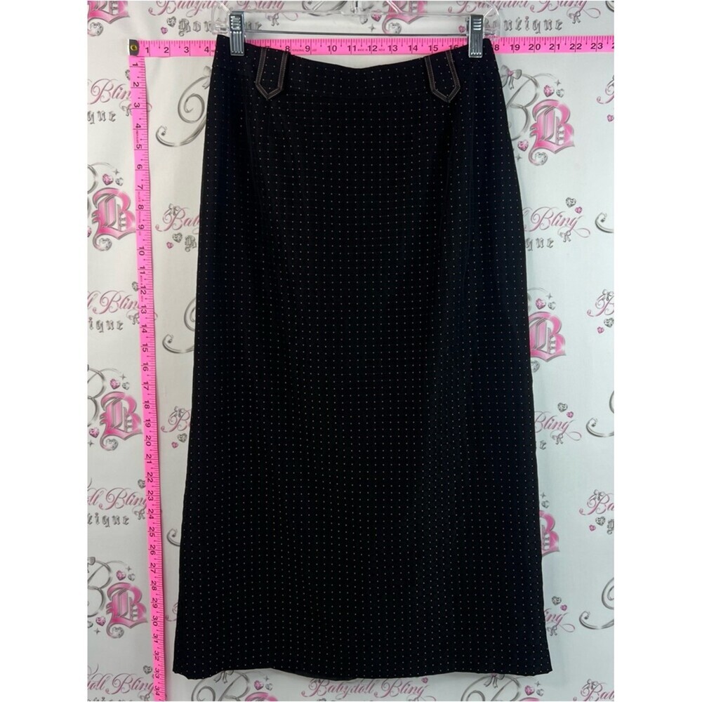Vanity Fair skirt long polka dot pink Black Midi Skirt with White Pin Dots